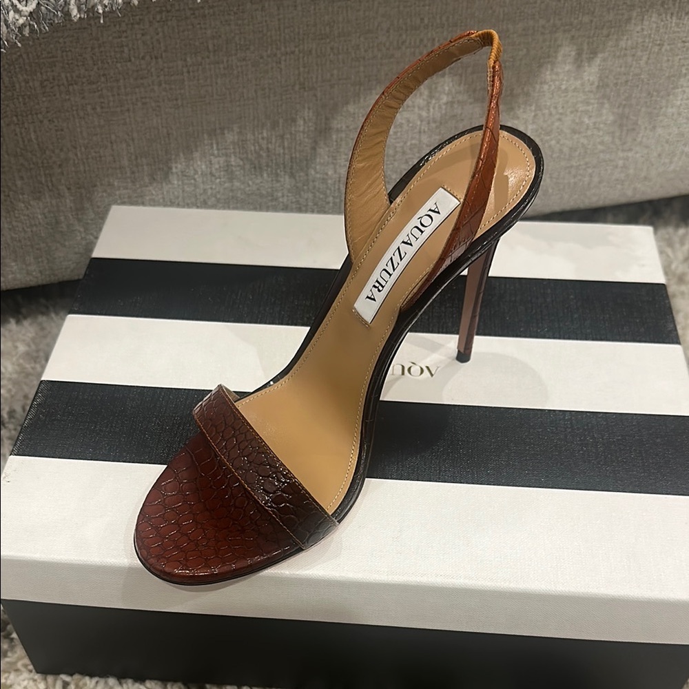 Aquazzura So Nude Degradé Croc Leather Slingback sandal Heels 105